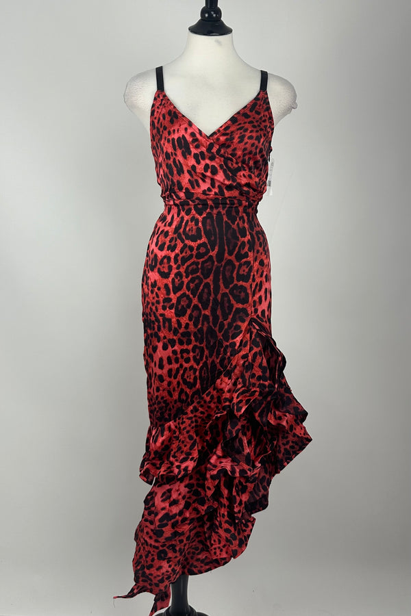 Vestido con Estampado de Leopardo Rojo