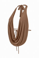 Croptop Halter Escote en Espalda Cafe
