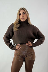 Sweater Oversize Cuello Tortuga Espresso
