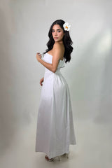 Vestido Strapless Midi Strapless Blanco