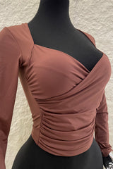 Blusa Manga Larga Ruched Cafe