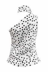 Blusa Satinada Polka Dots Blanca