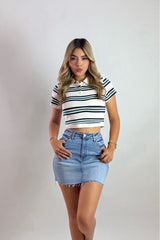 Polo Crop Varsity Rayas