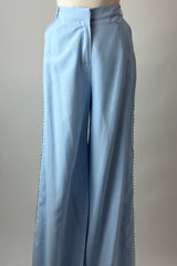 Pantalon Detalle Crochet Azul