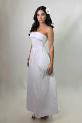 Vestido Strapless Midi Strapless Blanco