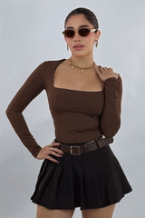 Falda Plisada Con Cinto Negra