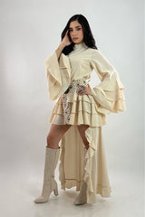 Vestido Olanes Manga Larga Beige