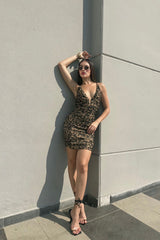 Vestido Animal Print con Escote