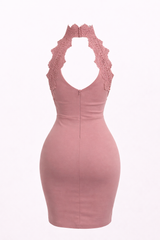 Vestido Halter Con Apps De Encaje