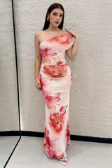 Vestido Largo Floreado Rosa