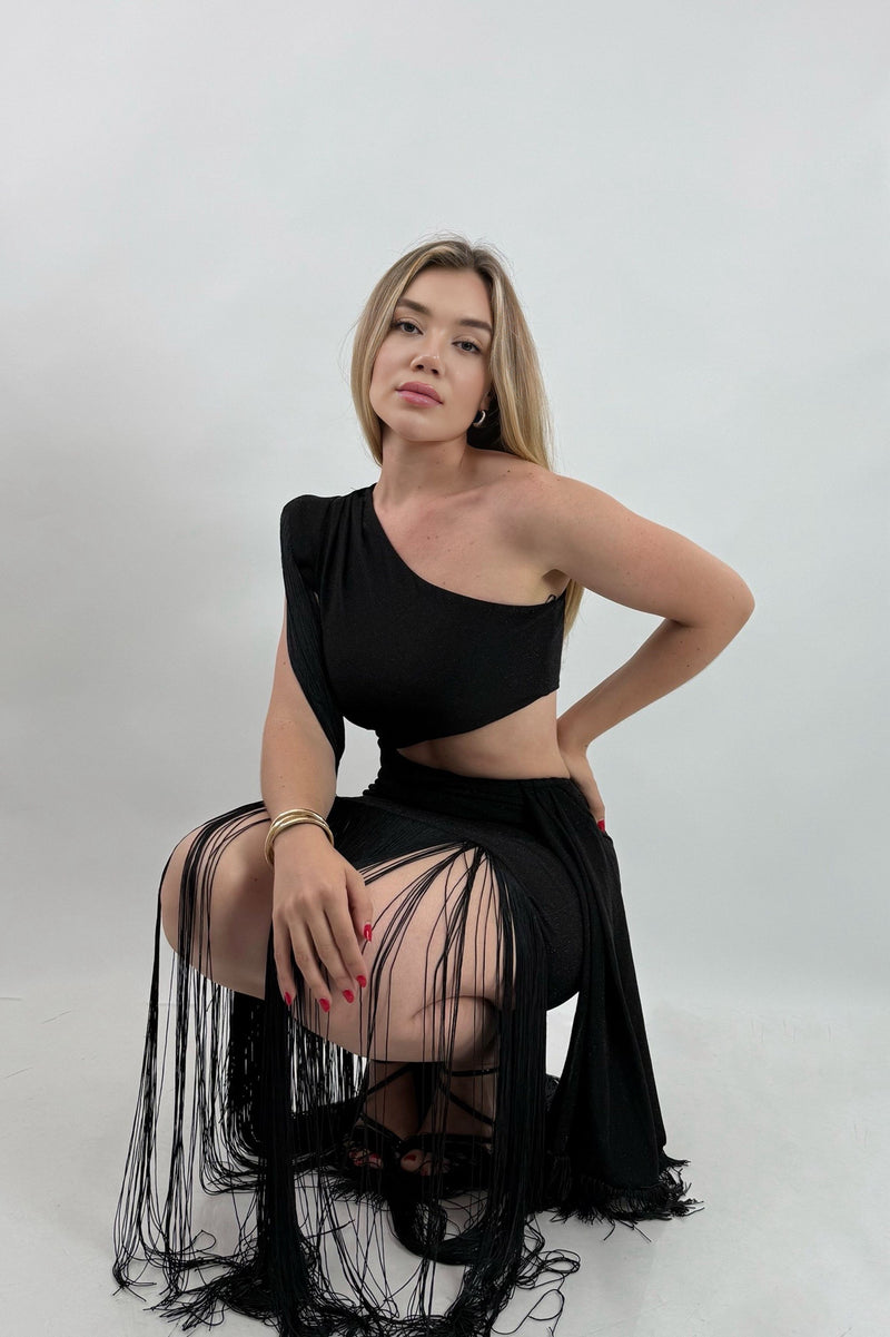 Vestido Corto Tiras Abajo Negro