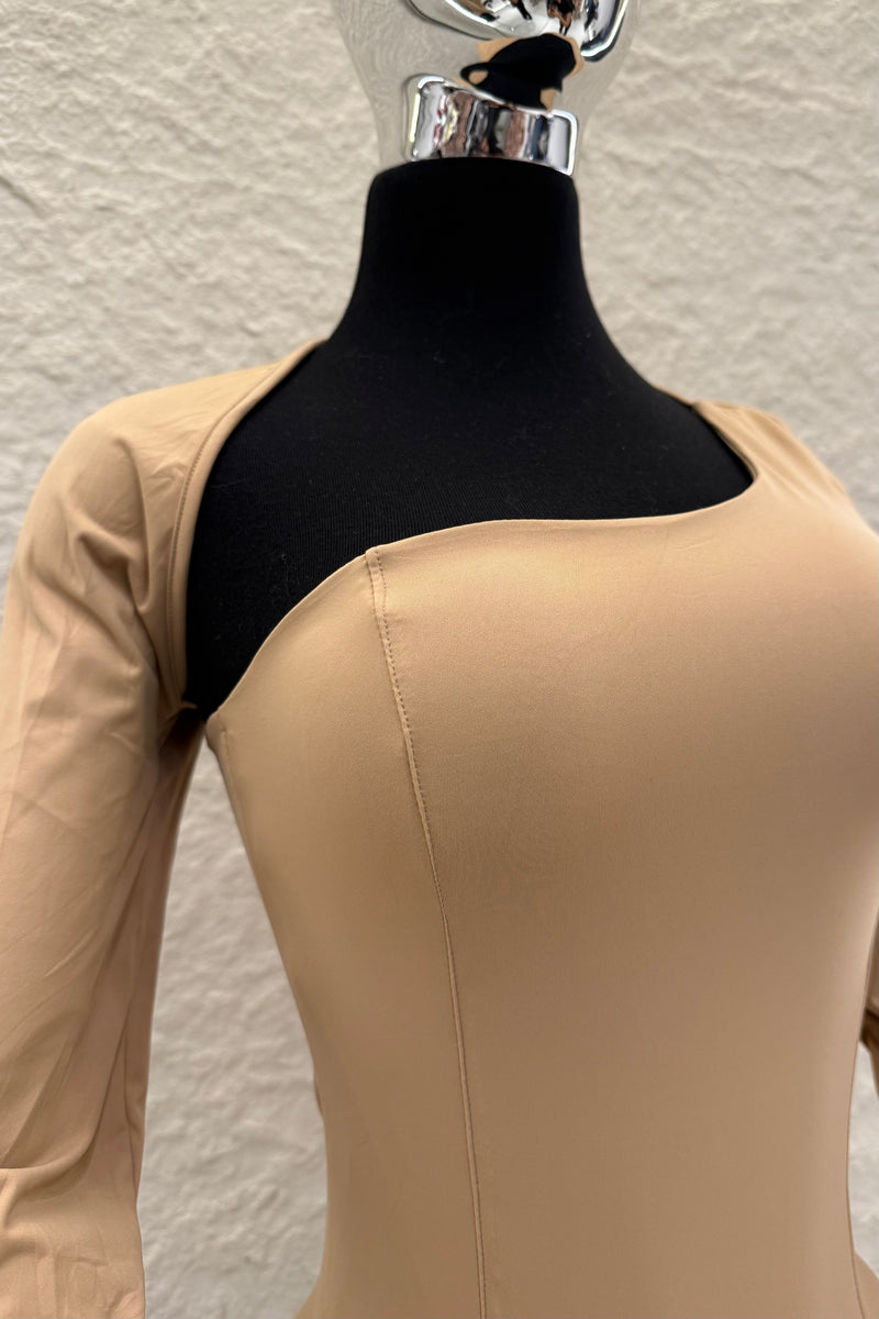 Pantiblusa Asimetrica Manga Larga Beige