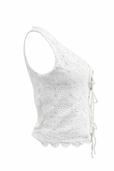 Top Crochet Moños al Frente Blanco