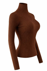 Blusa Cuello Tortuga Tela Punto Cafe