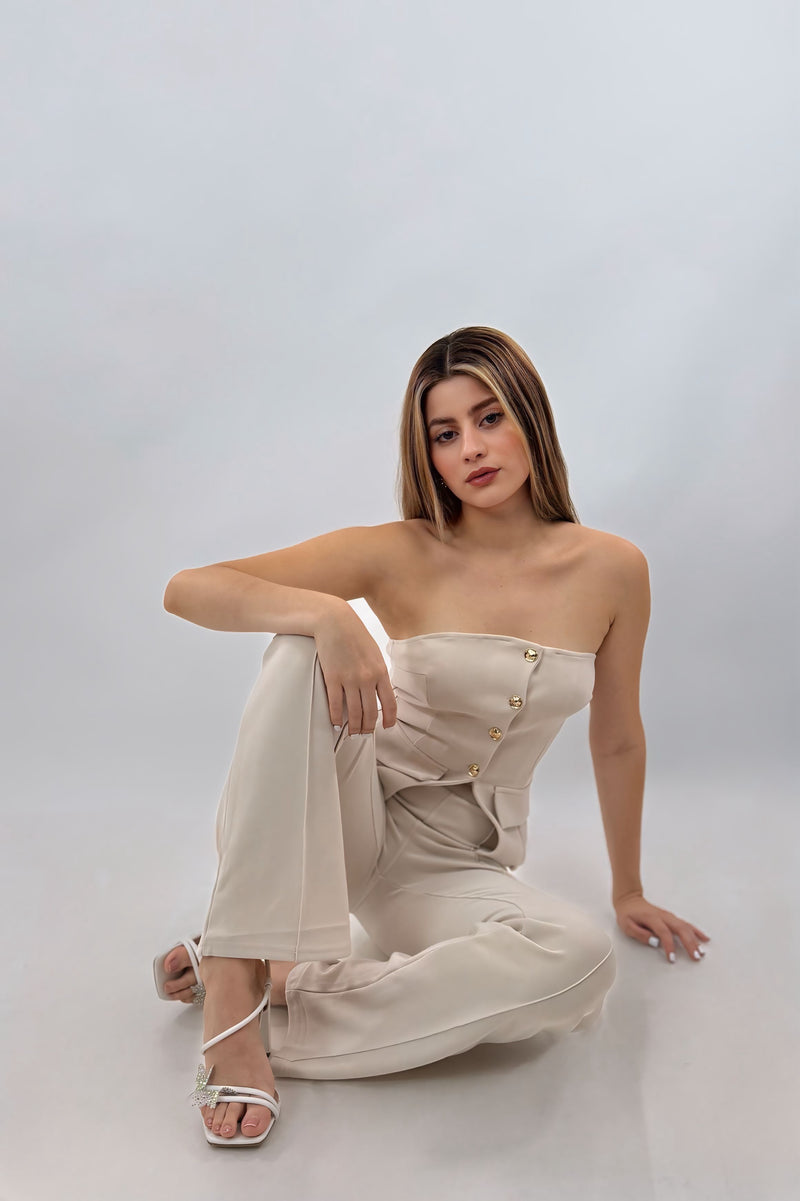 Set Top y Pantalon Beige