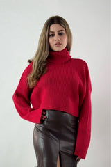 Sweater Oversize Cuello Tortuga Rojo