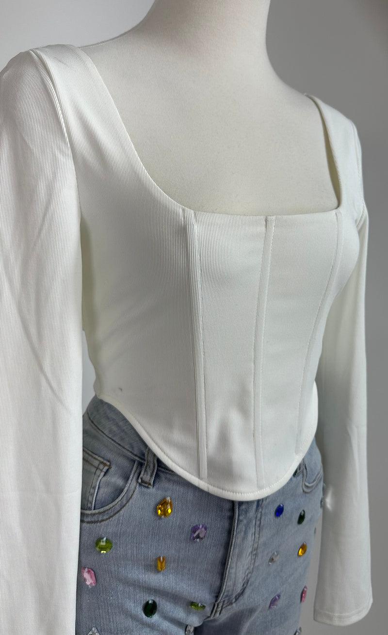 Top Corset Manga Larga Blanco lo