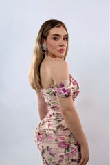 Vestido Midi Corrugado Floreado