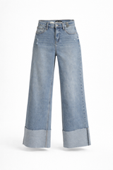 Pantalon Medium Denim Straight Fit con Dobles
