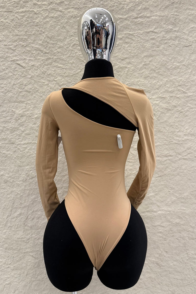 Pantiblusa Asimetrica Manga Larga Beige