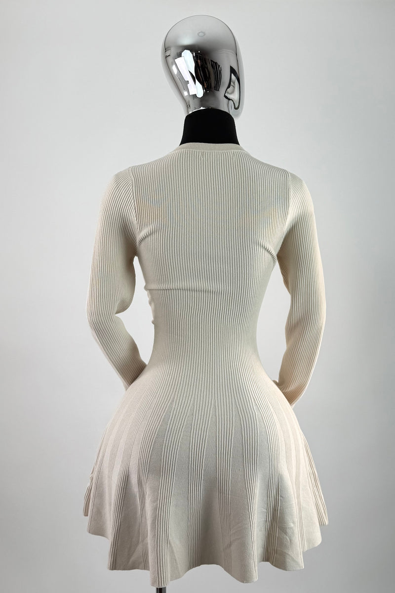 Vestido Sweater Manga Larga Beige