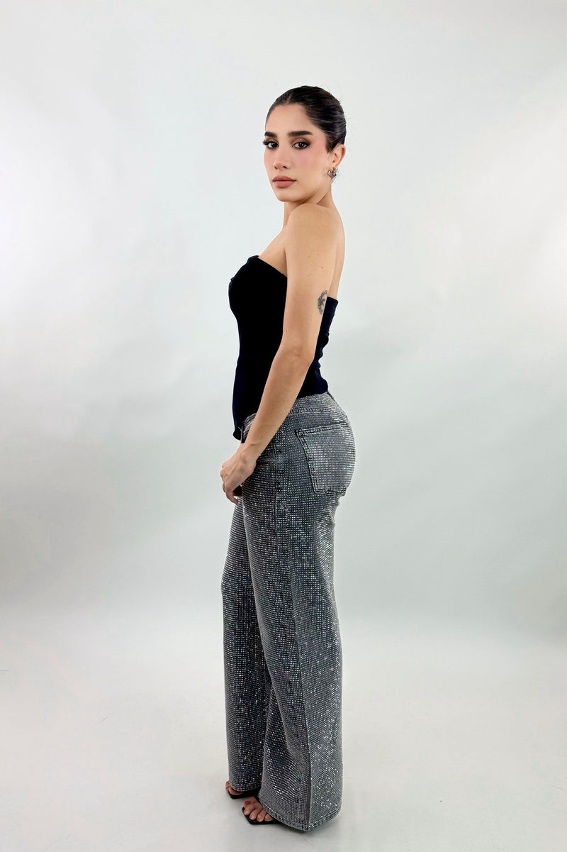 Pantalon Rhinestone Gris