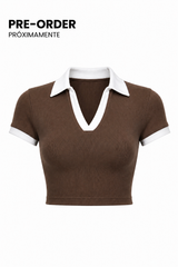 Crop Polo Mocha Chic