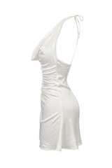 Vestido Satinado Halter Ivory