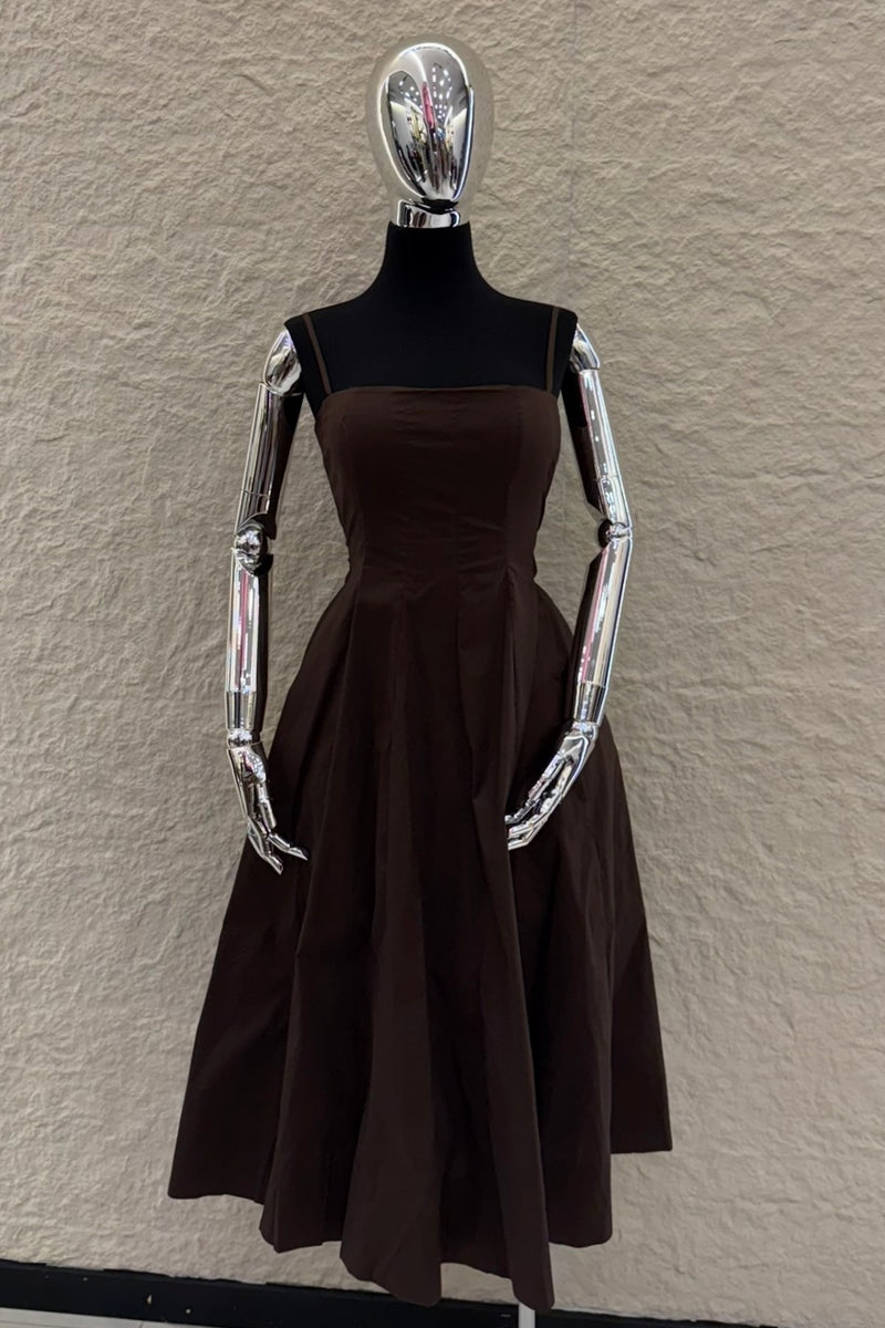 Vestido Midi Square Neck Chocolate