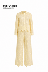 Set de Pantalon y Camisa Floreado Beige