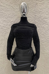 Falda Corta Vinipiel Negro