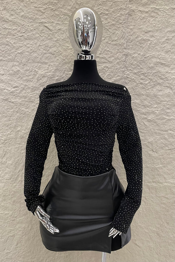 Falda Corta Vinipiel Negro