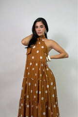 Vestido Largo Poka Camel