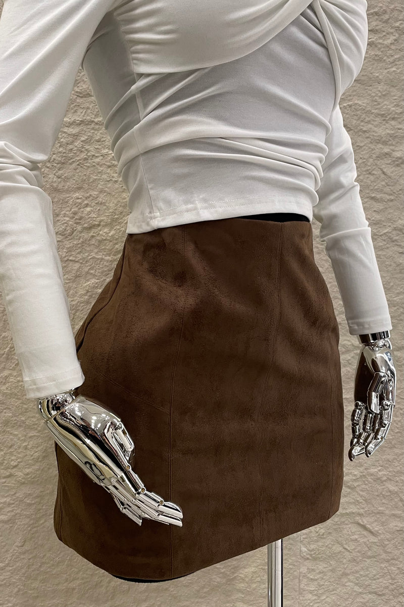 Falda Corta Velvet Espresso
