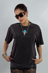 Playera Oversize Rhinestone Negro