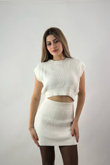 Set Top y Falda Sweater Ivory