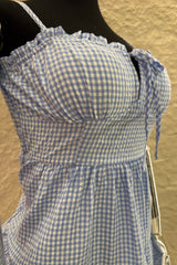 Vestido Gingham Volado Azul