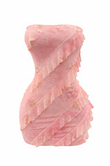 Vestido Strapless Flores Rosa