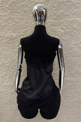 Blusa Satin con Encaje Negra