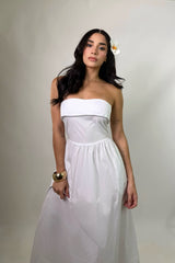 Vestido Strapless Midi Strapless Blanco