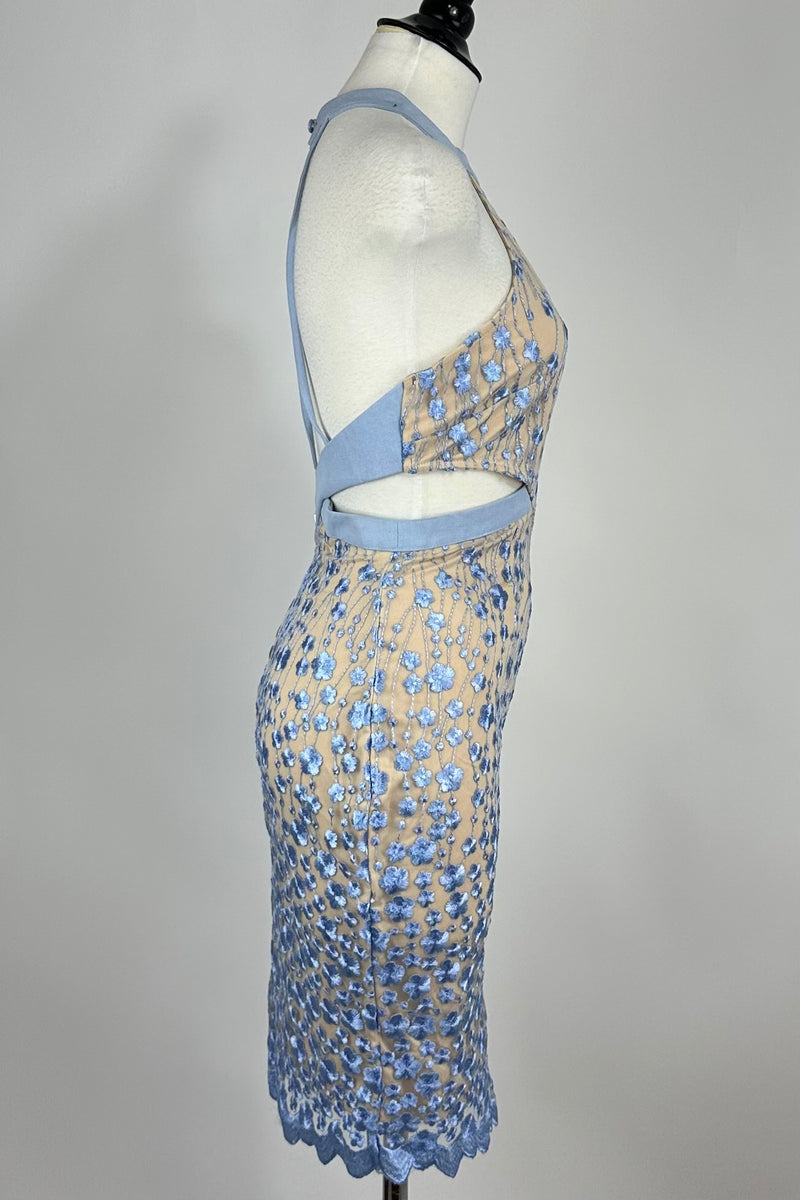 Vestido De Cuello Alto Azul