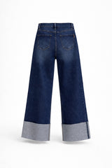 Pantalon Dark Denim Straight Fit con Dobles