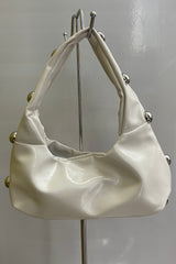 Bolsa Blanca Con Remaches Plata