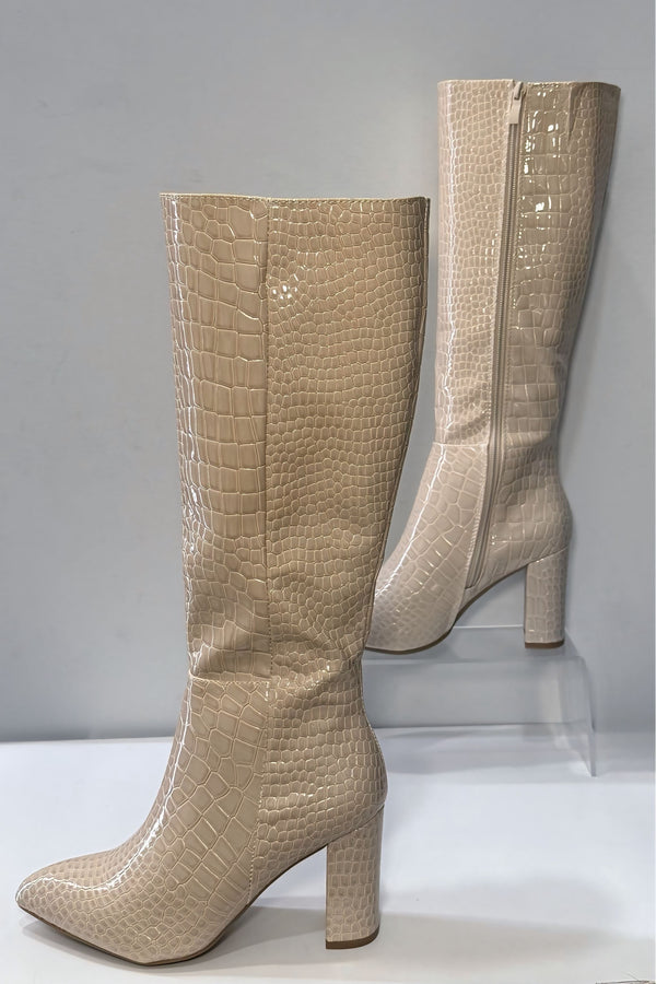Botas Charol Textura Beige