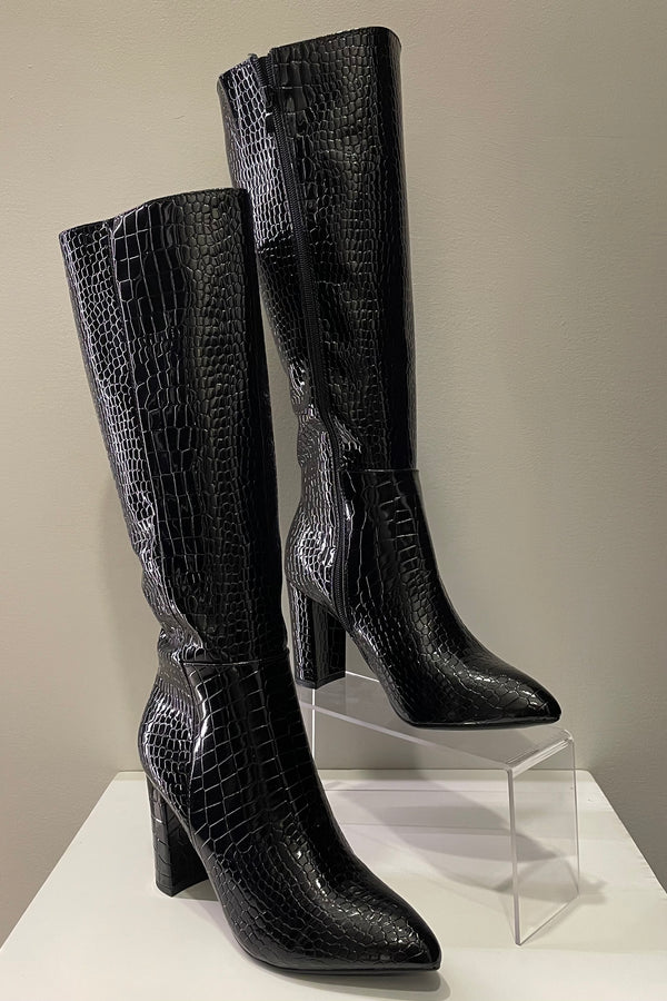 Botas Charol Textura Negra