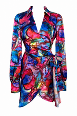 Vestido Asimetrico Cruzado Work of Art Azul