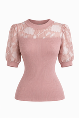 Blusa Rosa Manga Abullonada