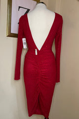 Vestido Midi Rhinestone Rojo