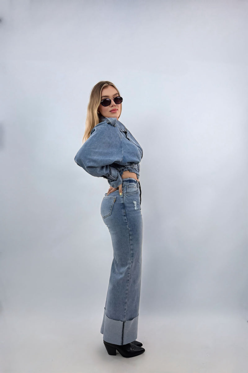 Pantalon Wide Leg Denim