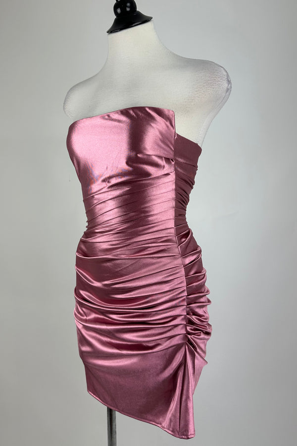 Vestido Satinado Brilloso Rosa